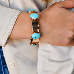 Gold Bangle with Turquoise