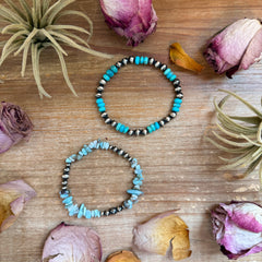 Sterling Silver Mini Wolf Stretchy Bracelet Bundle (Set of 2) – Mixed Stone