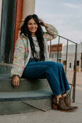 Floral Print Zipper Jacket