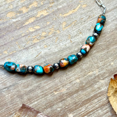 Turquoise & Spiny Oyster Pearl Necklace 16 inch