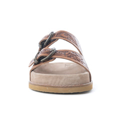 Myra Desert Fern Handtooled Leather Sandals in Autumn Tan