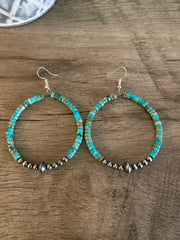Sterling and Turquoise Hoops
