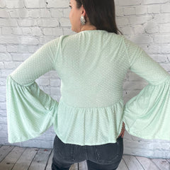 Swiss Dot Mint Blouse Pink Lily