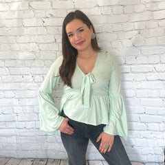 Swiss Dot Mint Blouse Pink Lily