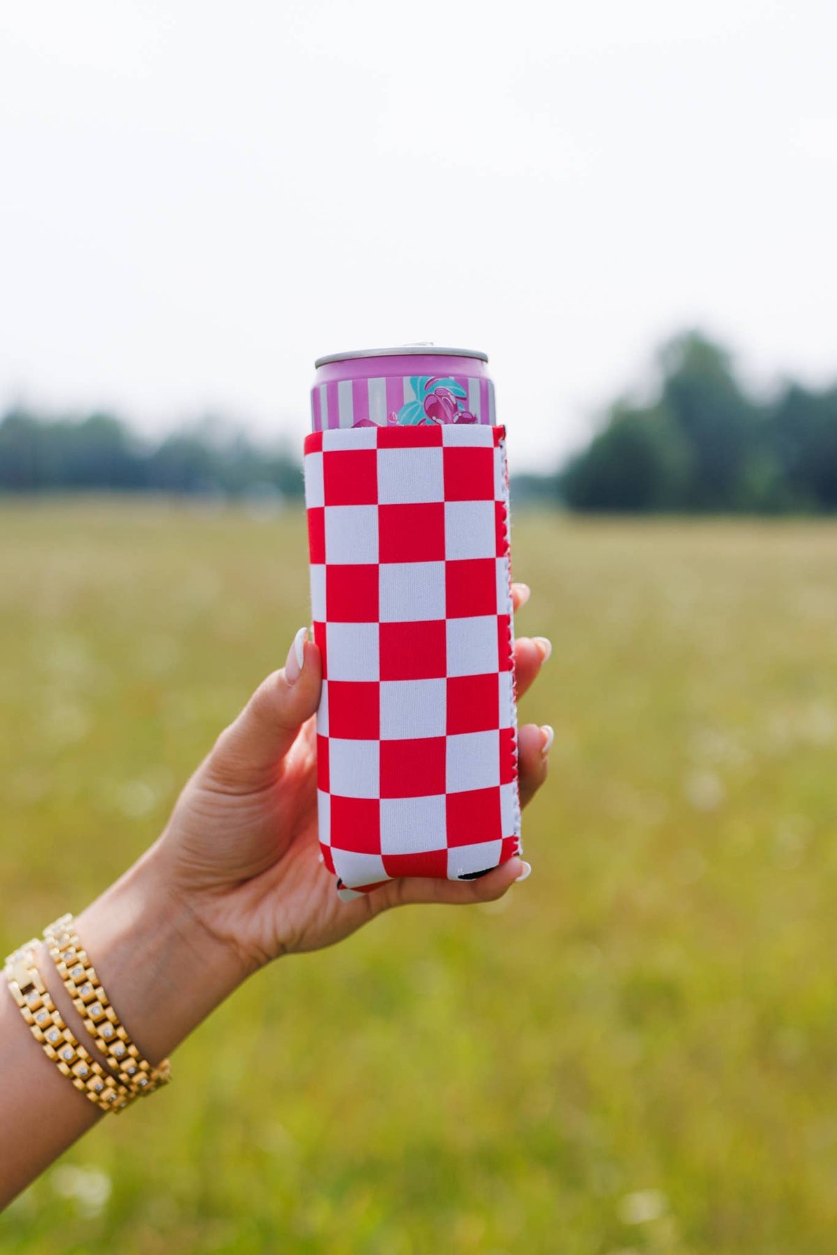 Red & White Checkerboard Koozie