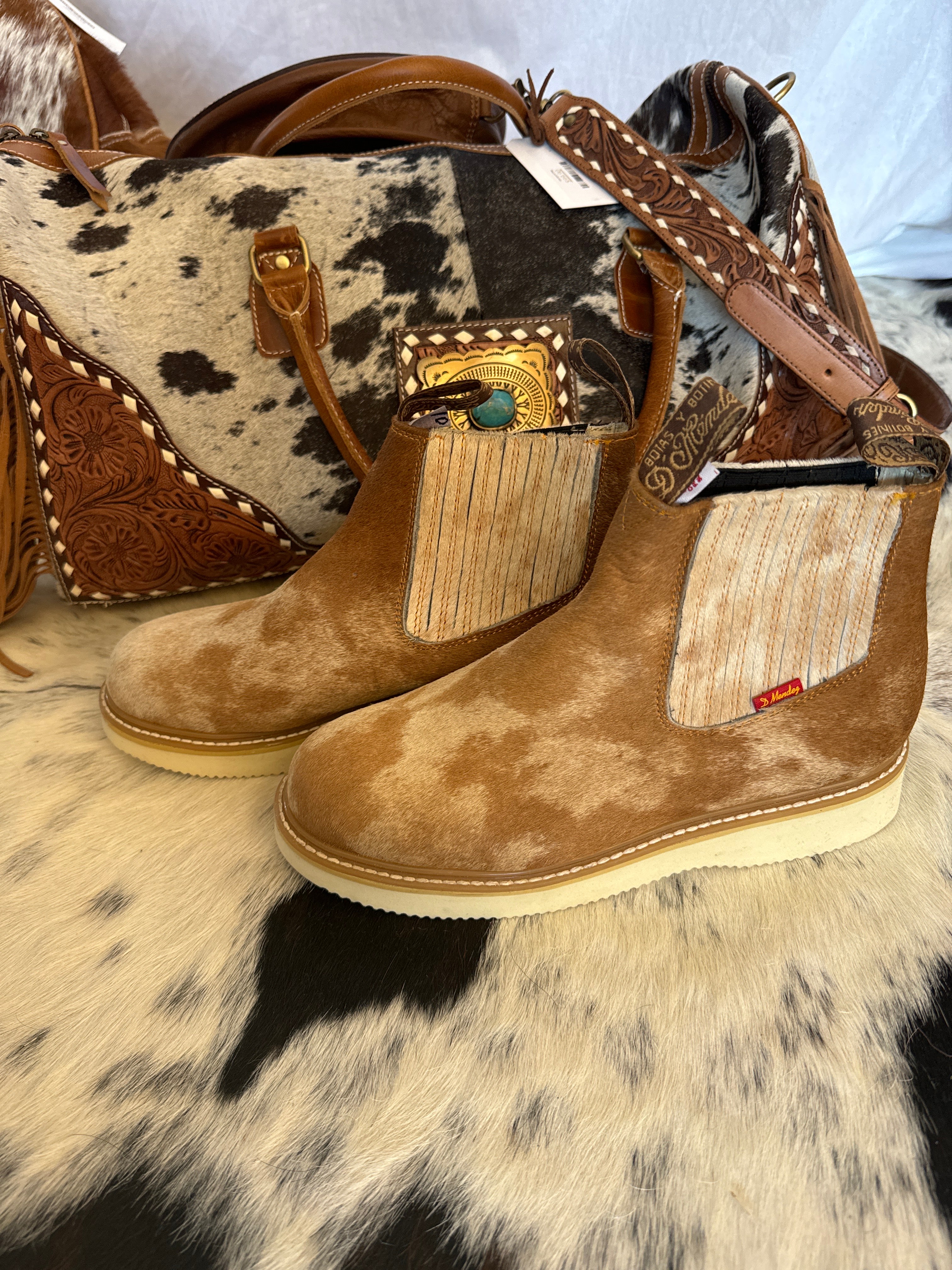 Genuine Cowhide Boots Light Brown