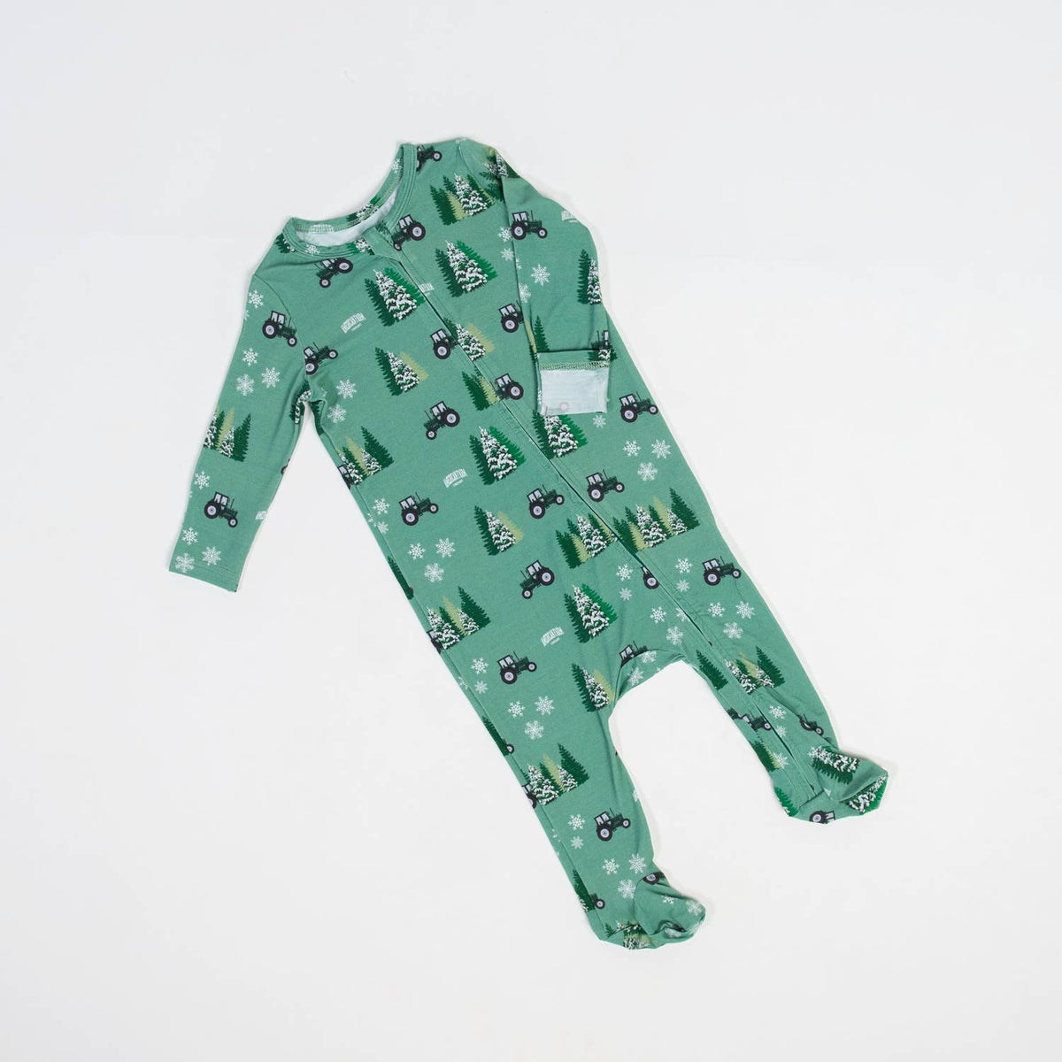 Green Tractor Christmas Baby Pajama