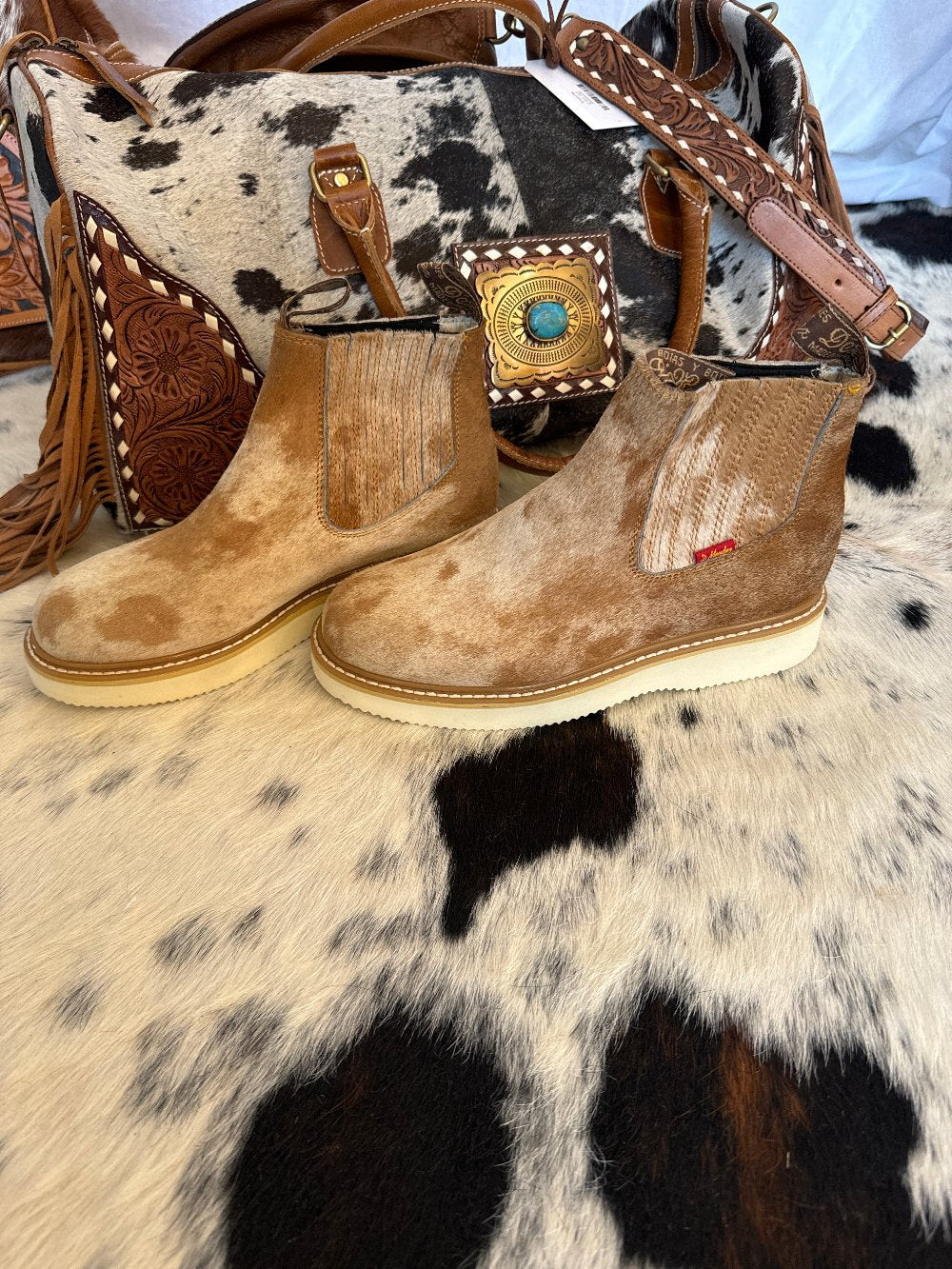 Genuine Cowhide Boots Light Brown