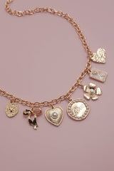 Charm Necklace Bow, flower, Heart