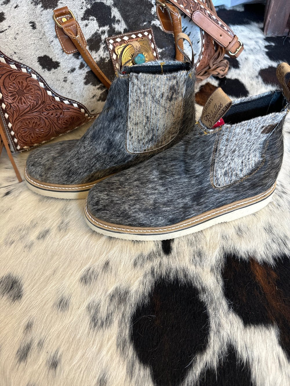 Salt and Pepper Genuine Cowhide Boots