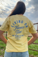 Living On Farmer Time Graphic Tee in Butter Yellow