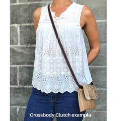Crossbody Clutch White/Brown