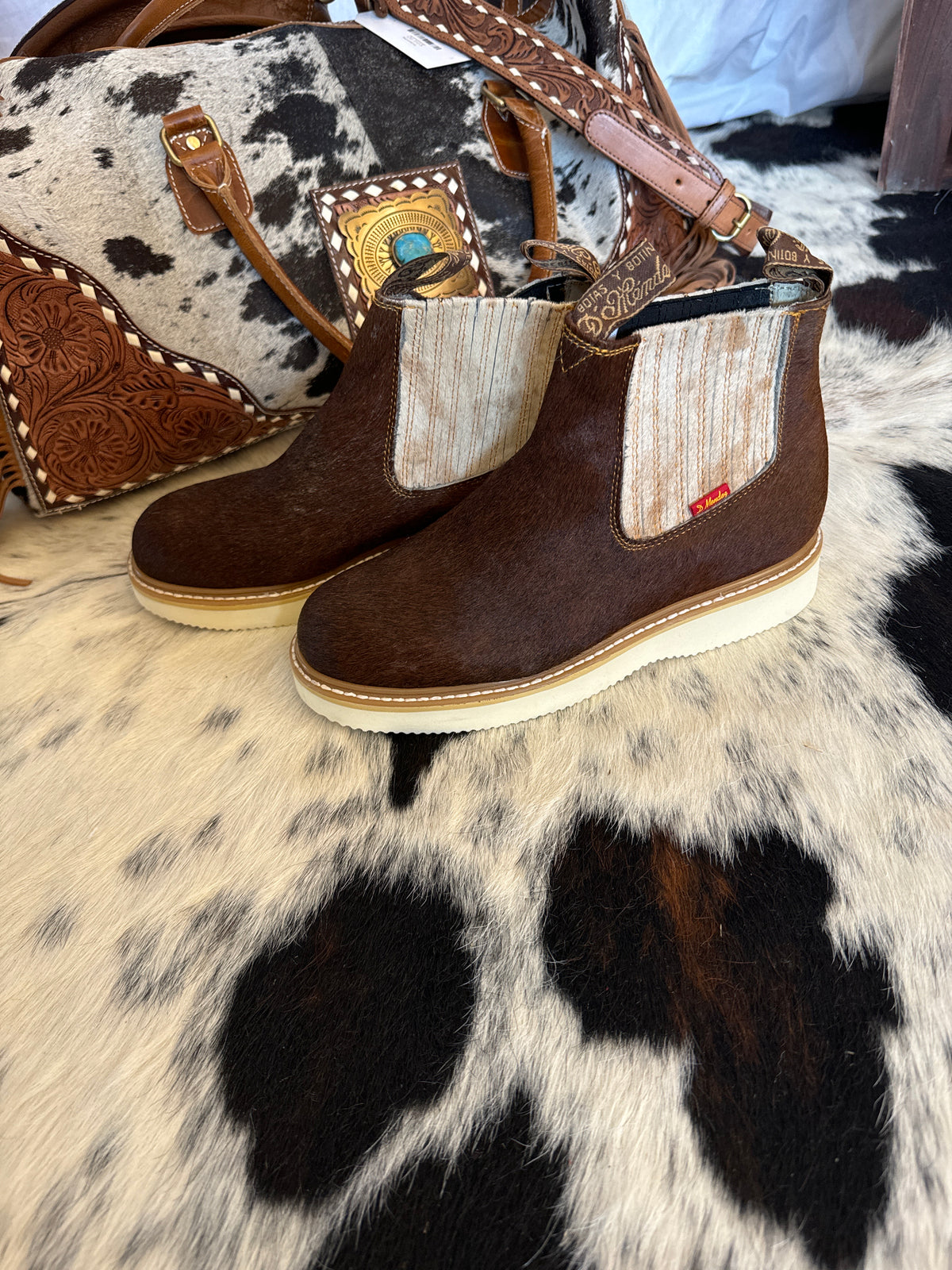 Genuine Cowhide Boots Light Brown