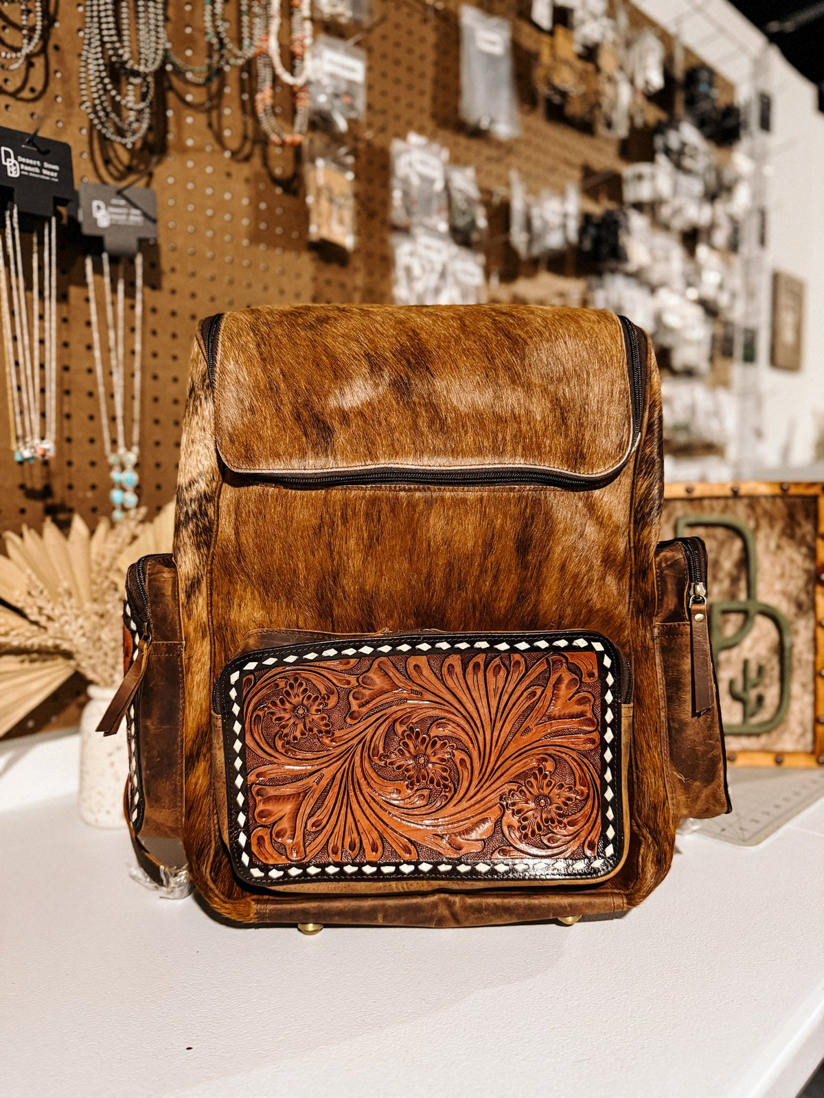 Evangeline Cowhide Backpack #10