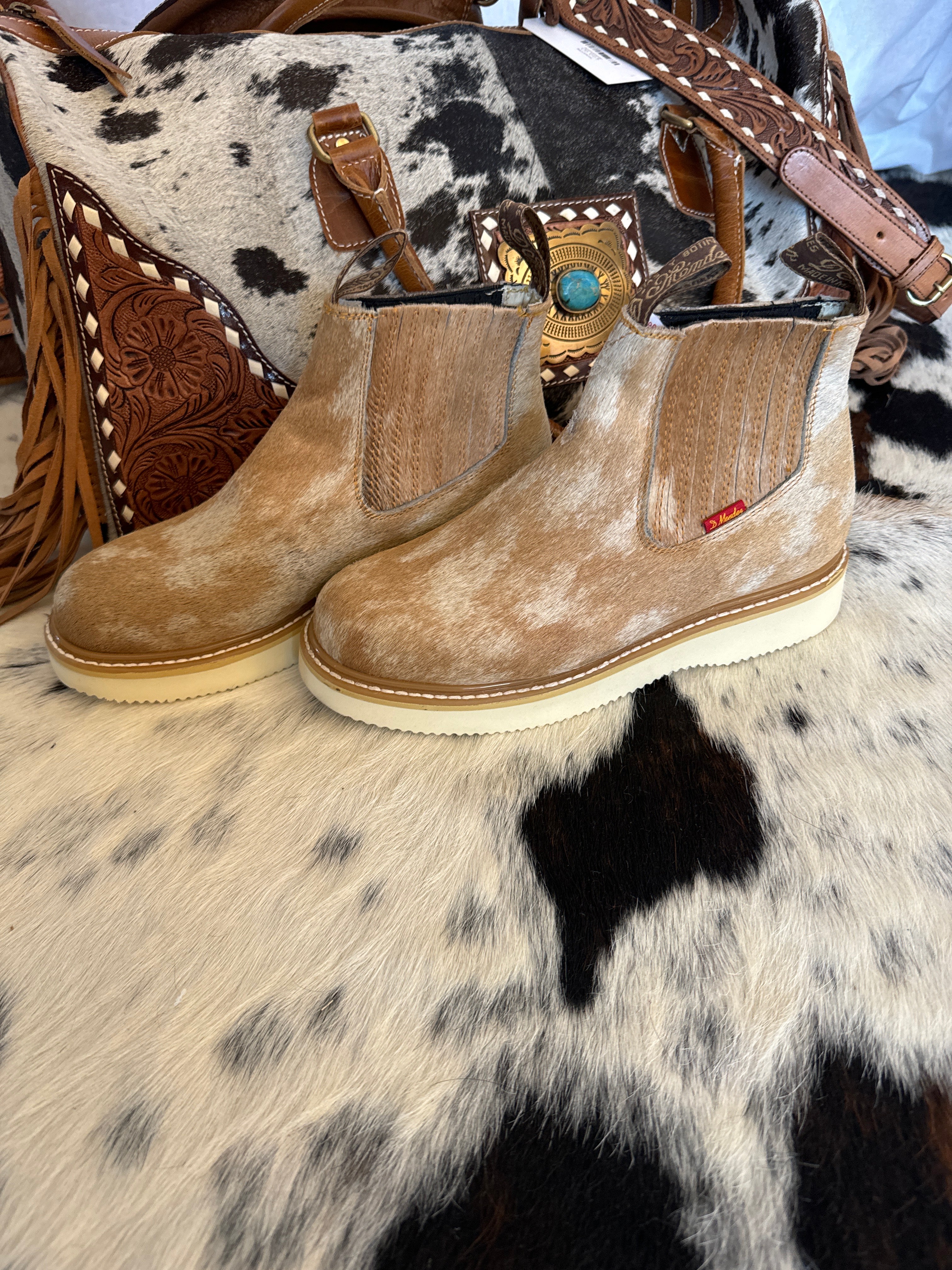 Genuine Cowhide Boots Light Brown