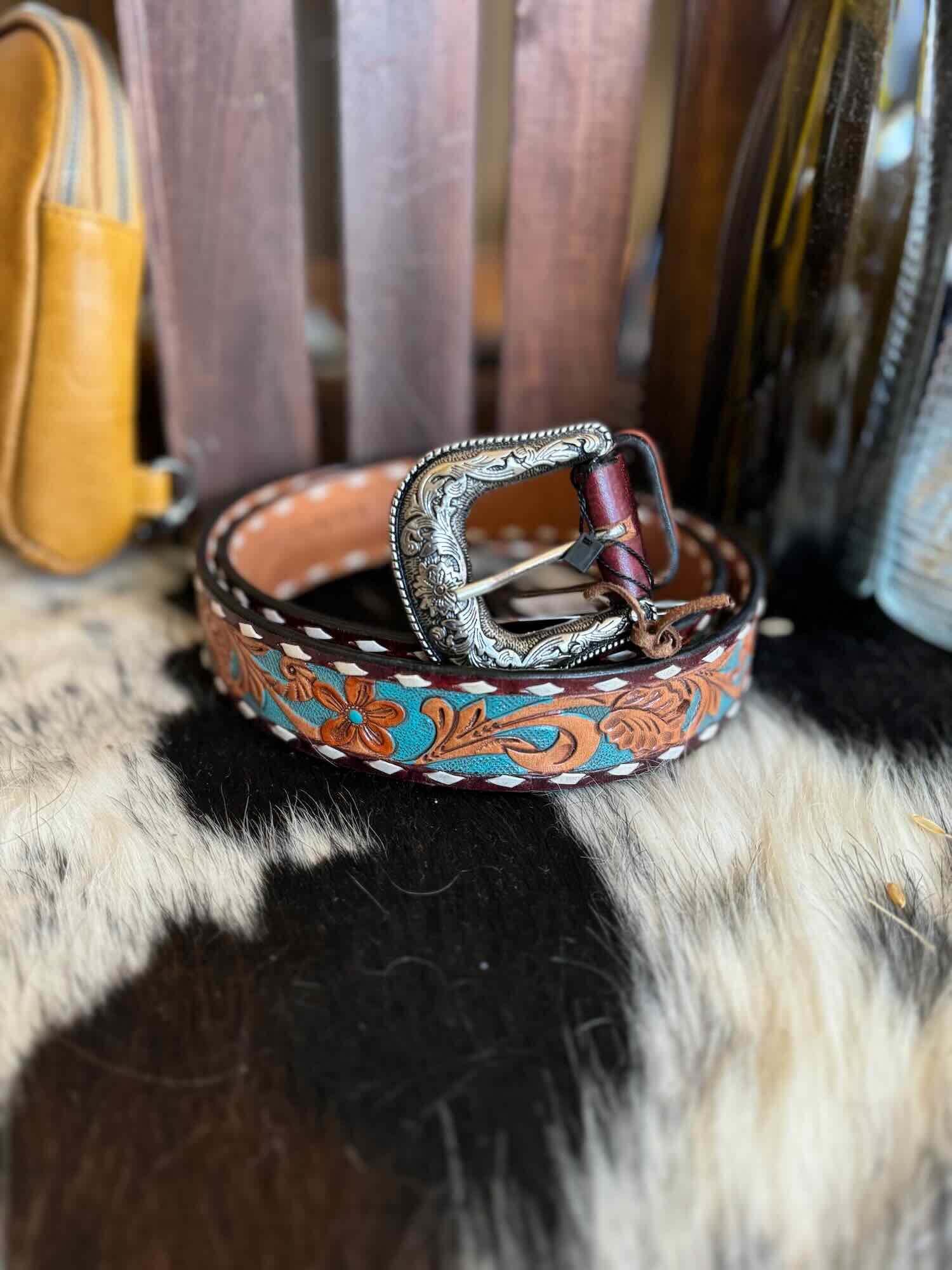 Turquoise Tooled Belt