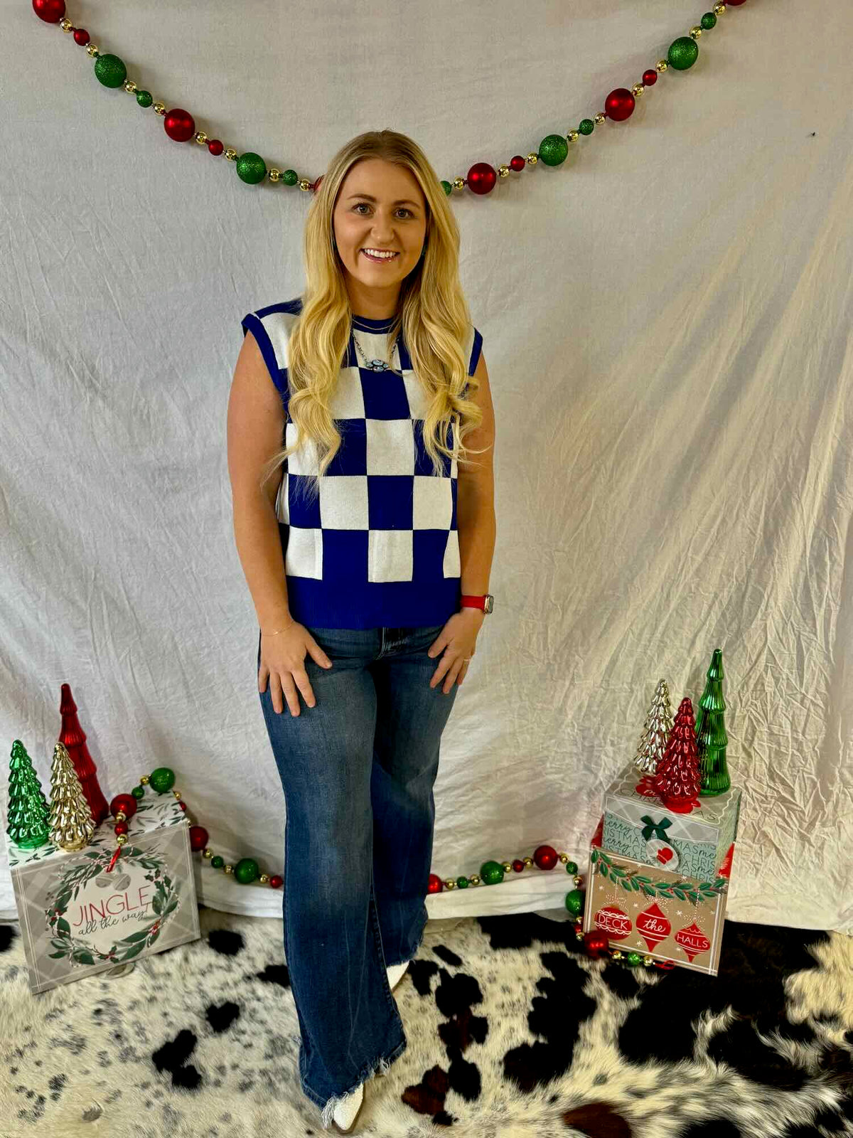 Checker Sweater Top