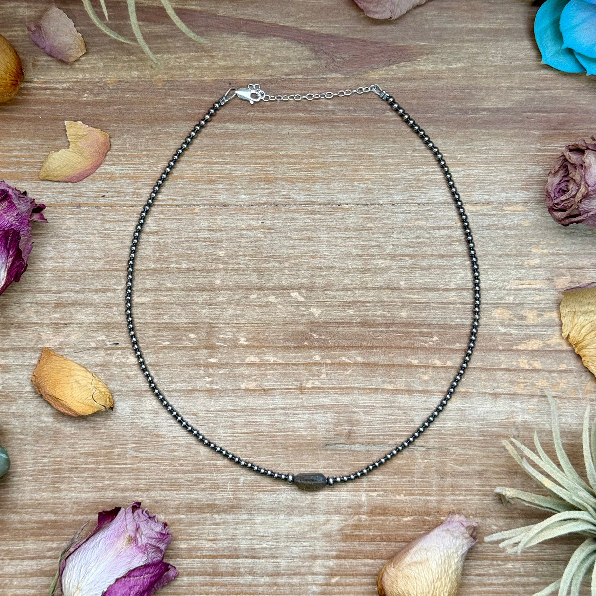 Sterling Silver Pearl & Labradorite Necklace – 16”