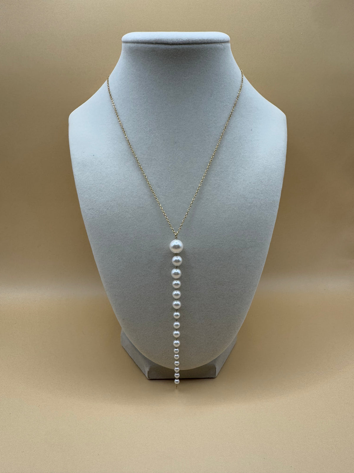 Gradiant Long Pearl Drop Necklace