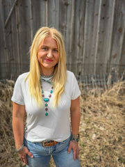 Turquoise and Plum Lariat