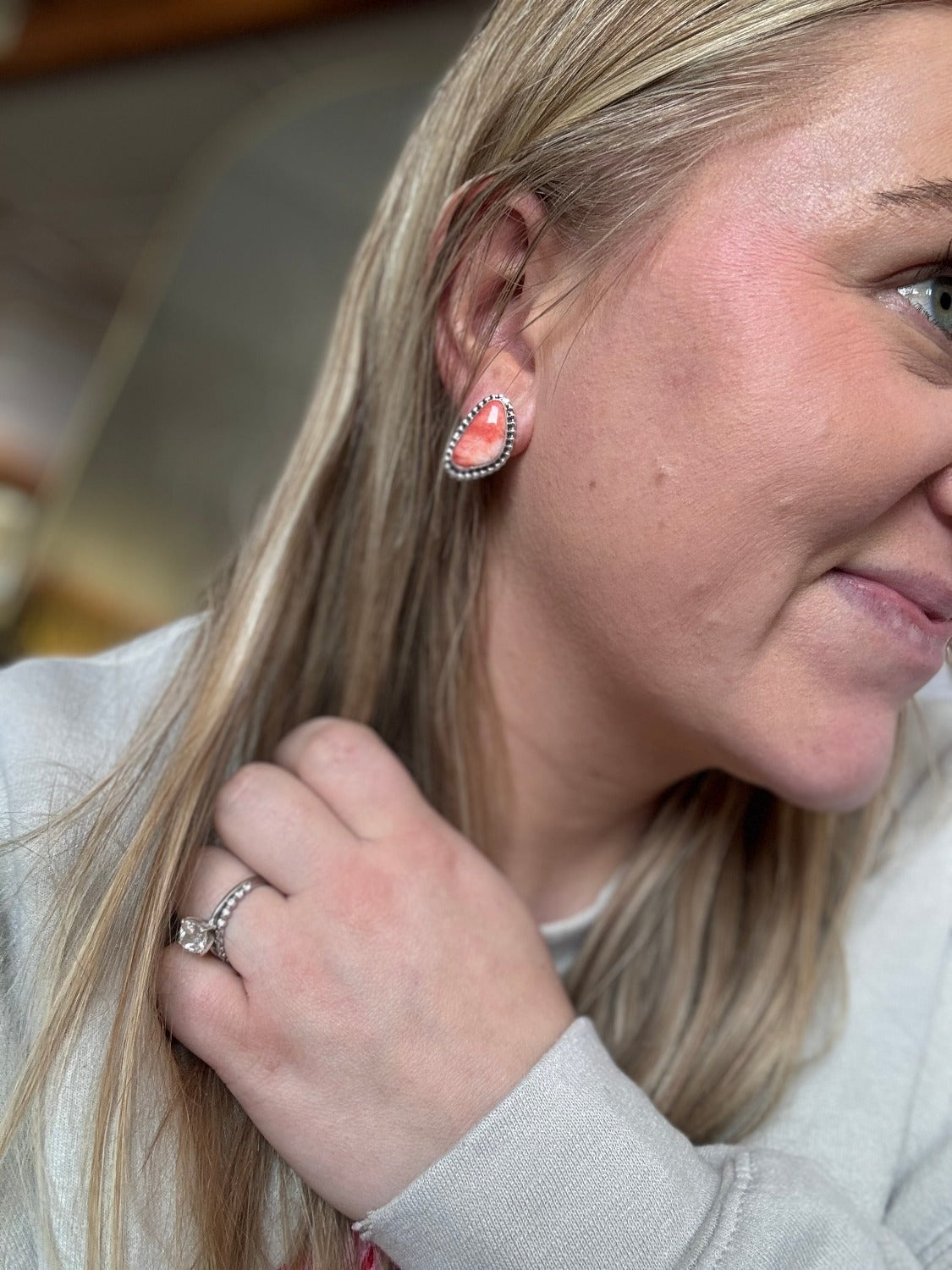 Pink Teardrop Earrings