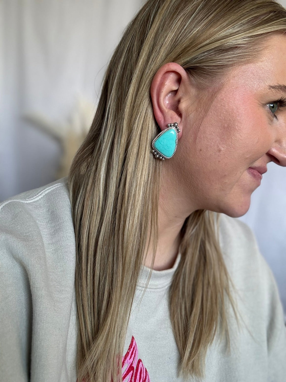 Triangle Turquoise Sterling Silver Earrings