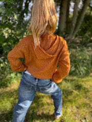 Girls Ribbed Button Up Hoodie