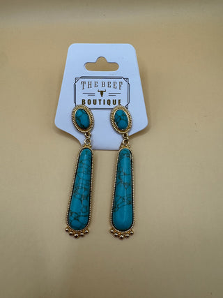 Gold and Turquoise Dangle Earrings