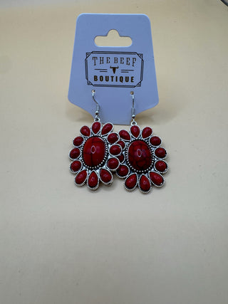 Red Flower Pot Earrings