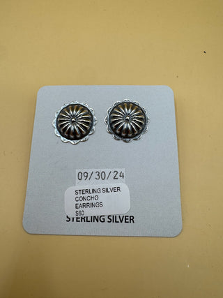 Sterling Silver Concho Earrings