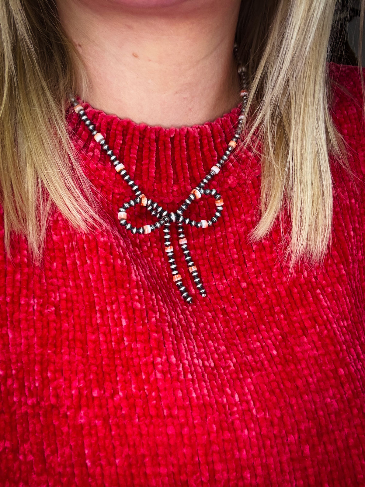 Orange Spiny Bow necklace