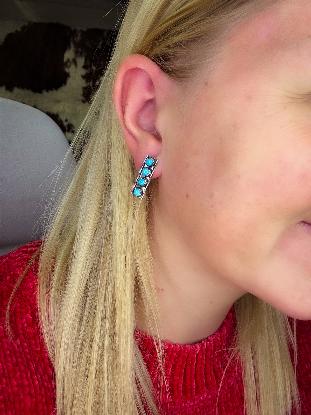 Bar Kingman Turquoise Earrings