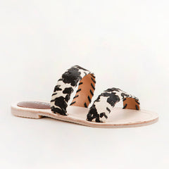 Loyal West Mesa Wanderer Sandals - Black And White Cowhide
