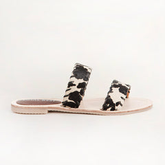 Loyal West Mesa Wanderer Sandals - Black And White Cowhide