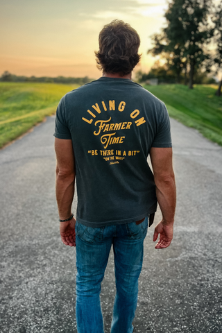 Living On Farmer Time Graphic Tee in Pepper