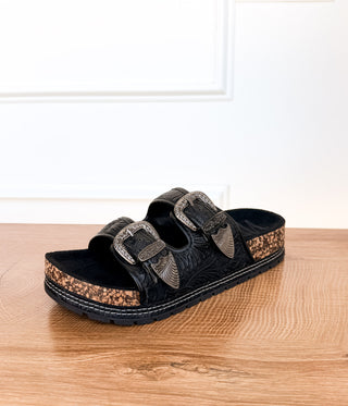 Morgana Western Sandal in Black