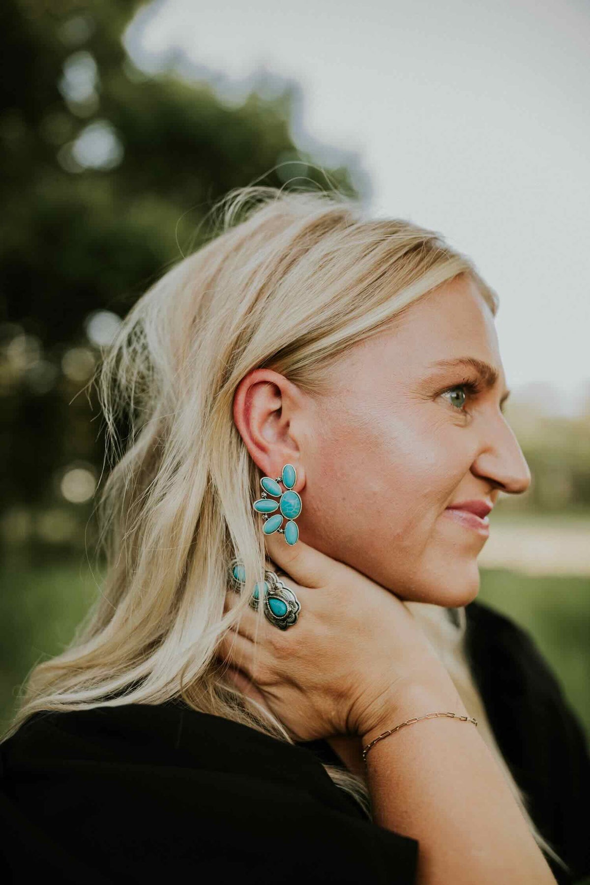 Turquoise Cluster Stud Earrings