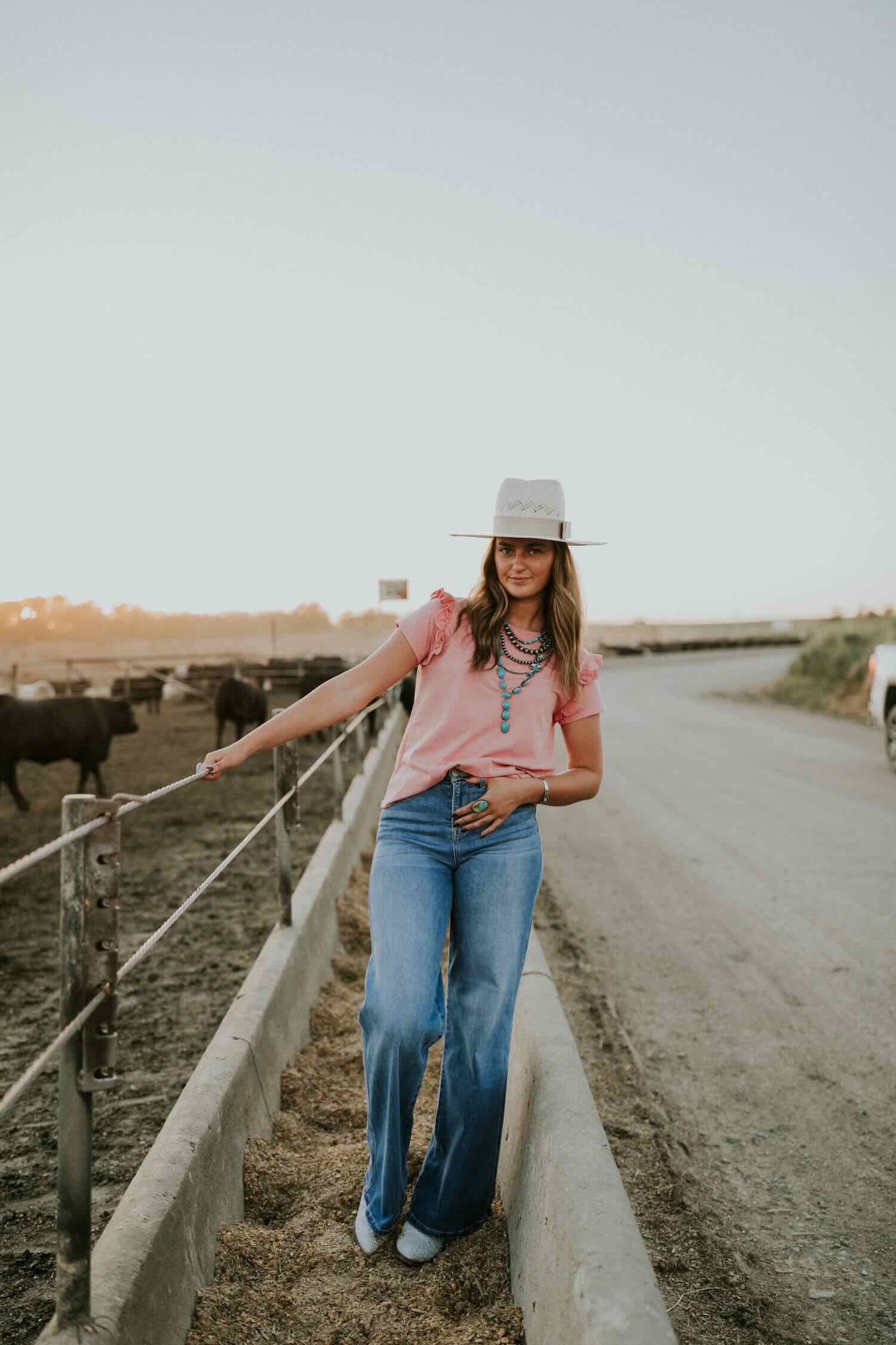 Brooke Ruffle Shoulder Cotton Knit Top