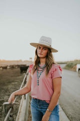 Brooke Ruffle Shoulder Cotton Knit Top