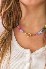 Rainbow Gemstone Bead Necklace
