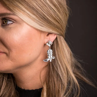 Gold Rhinestone Cowboy Boot Earring