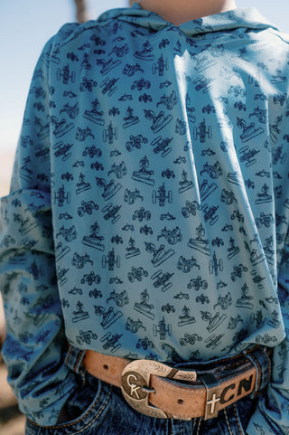Diesel Drip in Blue Kids Performance Hoodie