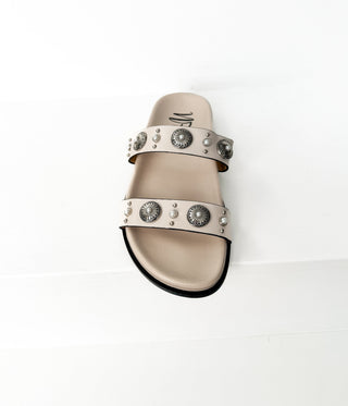 Briallen Western Studded Pearl Sandal in Cream