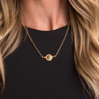 Gold Chain Necklace with Flower Concho Pendant