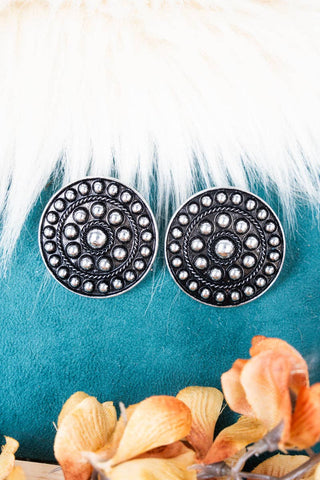 Renegade Run Silvertone Studded Earrings