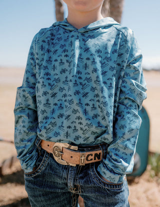 Diesel Drip in Blue Kids Performance Hoodie