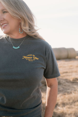 Living On Farmer Time Graphic Tee in Pepper